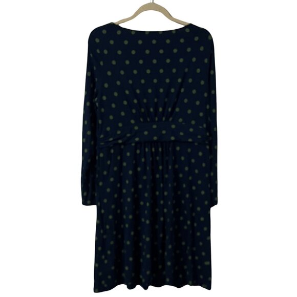 Boden Abigail Jersey Midi Dress Navy Blue Green Polka Dot 12P - Picture 6 of 7